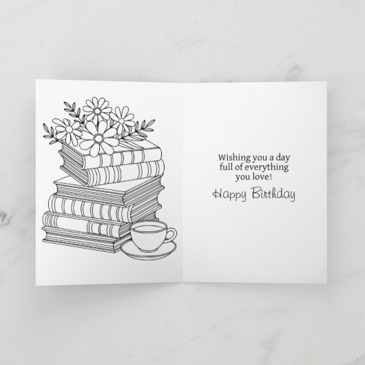 Gelukkige verjaardag | Koffie en boeken Kaart (Binnen)