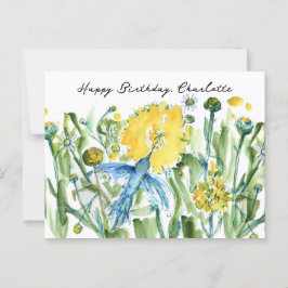 Gelukkige verjaardag Kolibrie Bloemen Aangepast Briefkaart