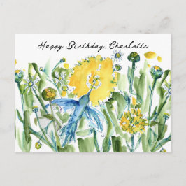 Gelukkige verjaardag Kolibrie Bloemen Aangepast Briefkaart
