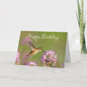 Gelukkige Verjaardag Kolibrie en Wilde Bloemen Kaart (Voorkant)
