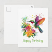 Gelukkige Verjaardag Kolibrie Tropische Bloemen Briefkaart (Voorkant / Achterkant)