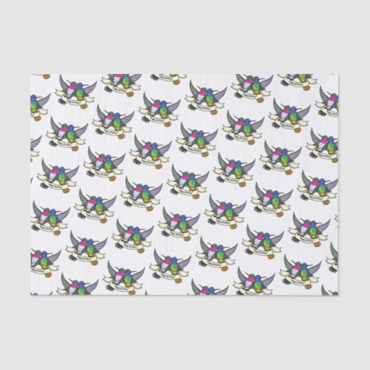 Gelukkige verjaardag! Kolibries met lint Cartoon Tissuepapier (Voorkant)