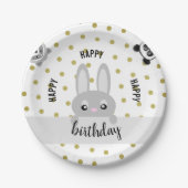 Gelukkige verjaardag konijn (dieren) papieren bordje (Voorkant)