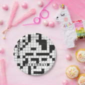 Gelukkige Verjaardag Kruiswoordpuzzel Papieren Bordje (Feest)