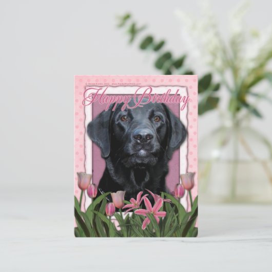 Gelukkige Verjaardag - Labrador - Zwart - Gage Briefkaart (Staand voorkant)