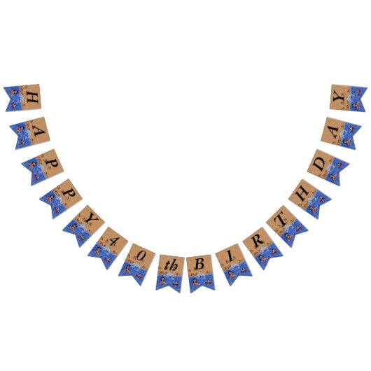 Gelukkige Verjaardag Lady Cat Zwemmen in Ocean Bea Vlaggetjes (Alle)