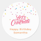 Gelukkige verjaardag Laten we vieren kleurrijk Ronde Sticker (Voorkant)