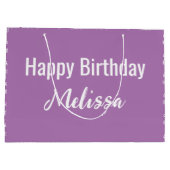 Gelukkige Verjaardag Lavendel en Witte Naam Patroo Groot Cadeauzakje (Achterkant)