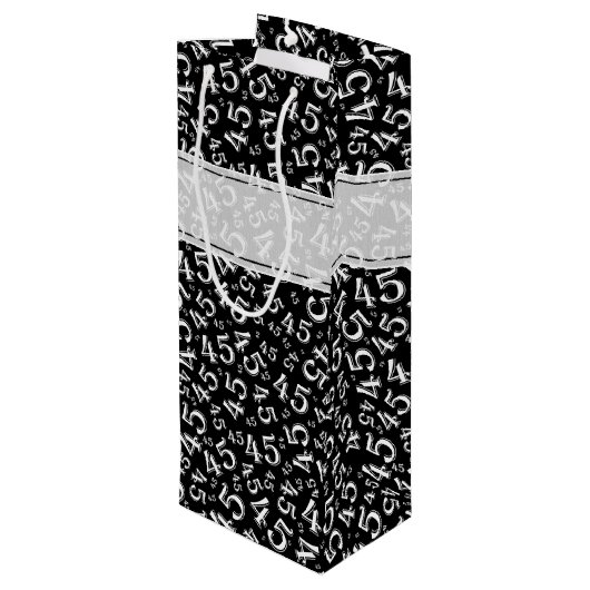 Gelukkige Verjaardag Leeftijd 45 Nummer Patroon Zw Wijn Cadeautas (Achterkant Gekanteld)