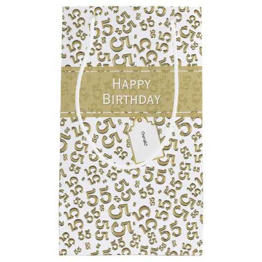 Gelukkige Verjaardag Leeftijd 55 Nummer Patroon Go Klein Cadeauzakje (Voorkant)