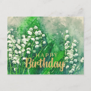 Gelukkige Verjaardag Lelietje-van-dalen Bloemen Briefkaart