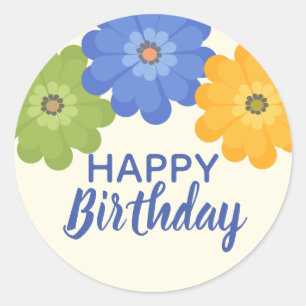 Gelukkige Verjaardag lente bloemen Klassieke Ronde Sticker