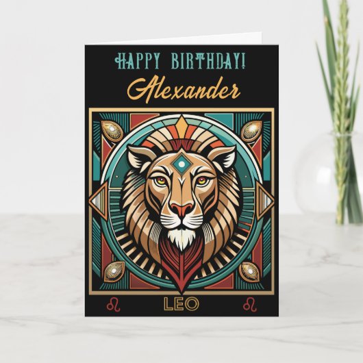 Gelukkige Verjaardag Leo Zodiac Design Kaart (Voorkant)
