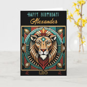 Gelukkige Verjaardag Leo Zodiac Design Kaart (Gele Bloem)