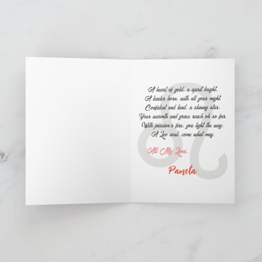 Gelukkige Verjaardag Leo Zodiac Design Kaart (Binnen)