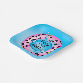 Gelukkige Verjaardag Leopard Float Splash aangepas Papieren Bordje (Gebogen)