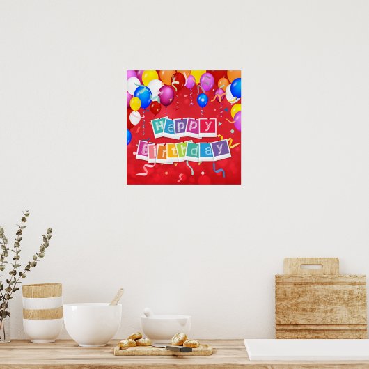 Gelukkige verjaardag, leuk en feestelijk, poster (Keuken)