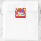 Gelukkige verjaardag, leuk en feestelijk, vierkante sticker (Tas)