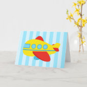 Gelukkige Verjaardag, Leuk en kleurrijk vliegtuig Kaart (Gele Bloem)