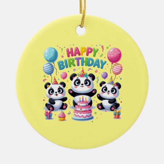 Gelukkige verjaardag, leuk en leuk, keramisch ornament (Voorkant)