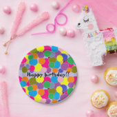 Gelukkige verjaardag Leuk Kleurrijk Cirkelenontwer Papieren Bordje (Feest)