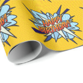 GELUKKIGE VERJAARDAG Leuk Retro Stripboek Cadeaupapier (Rol Hoek)