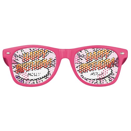 GELUKKIGE VERJAARDAG Leuk Retro Stripboek Retro Zonnebril (Voorkant)