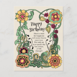 Gelukkige Verjaardag Leuke grillige bloem macht CC Briefkaart