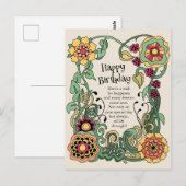 Gelukkige Verjaardag Leuke grillige bloem macht CC Briefkaart (Voorkant / Achterkant)