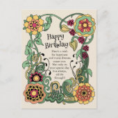 Gelukkige Verjaardag Leuke grillige bloem macht CC Briefkaart (Voorkant)