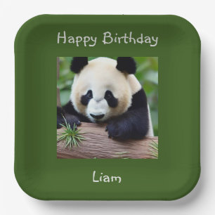 Gelukkige Verjaardag Leuke Panda Papieren Bordje