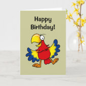 Gelukkige verjaardag (leuke papegaai) kaart (Gele Bloem)