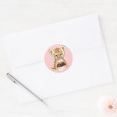 Gelukkige Verjaardag - Leuke Tijger met Cupcake Ronde Sticker (Envelop)