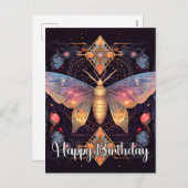 Gelukkige Verjaardag Levendig Vlinderontwerp Feestdagenkaart (Voorkant / Achterkant)