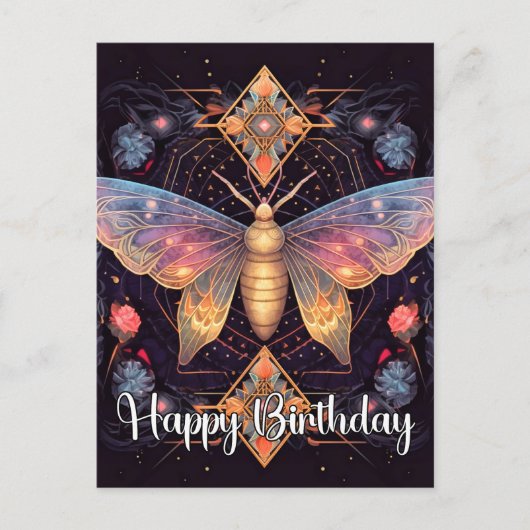 Gelukkige Verjaardag Levendig Vlinderontwerp Feestdagenkaart (Voorkant)