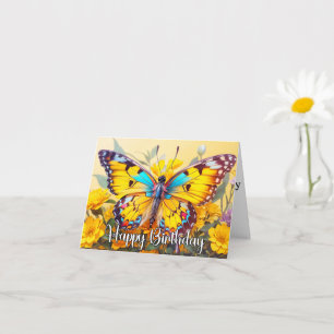 Gelukkige Verjaardag Levendig Vlinderontwerp Kaart