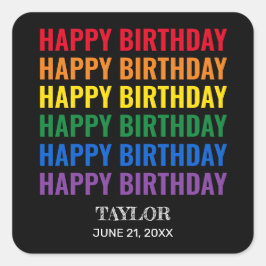 Gelukkige Verjaardag LGBT Pride LGBTQ Transgender  Vierkante Sticker