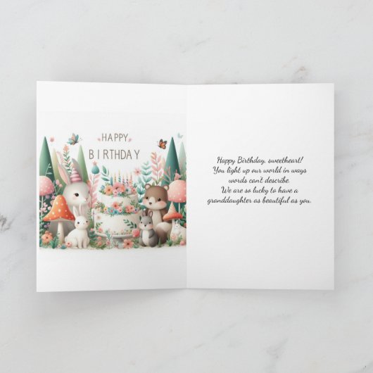 Gelukkige Verjaardag lieve kleindochter Wenskaart Kaart (Binnen)