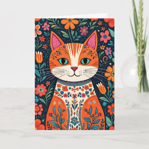 Gelukkige Verjaardag Lieve Vriend Folk Art Cat Kaart
