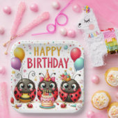 Gelukkige verjaardag lieveheersbeestjes papieren bordje (Feest)