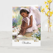 Gelukkige verjaardag. Little Angel | Aangepaste na Kaart (Gele Bloem)