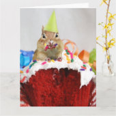 Gelukkige verjaardag Little Chipmunk Kaart (Gele Bloem)