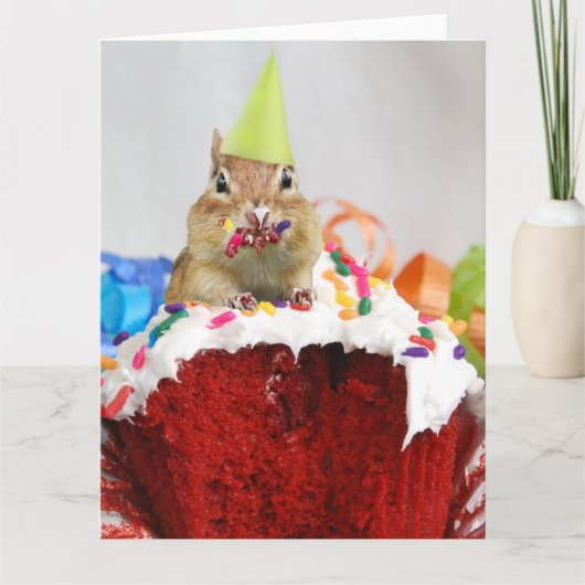 Gelukkige verjaardag Little Chipmunk Kaart (Voorkant)