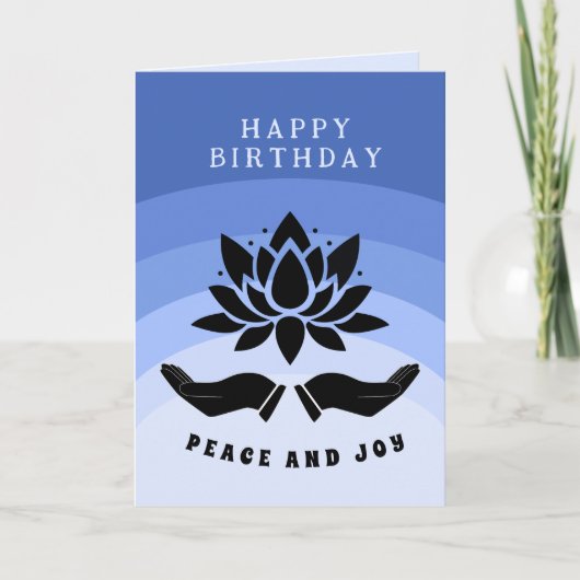 Gelukkige Verjaardag lotusbloem vredig blauw Kaart (Voorkant)
