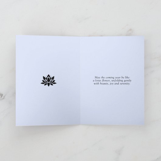 Gelukkige Verjaardag lotusbloem vredig blauw Kaart (Binnen)