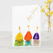 Gelukkige verjaardag Lovitude Cupcakes Kaart (Gele Bloem)