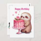 Gelukkige Verjaardag Luiaard Briefkaart (Voorkant / Achterkant)