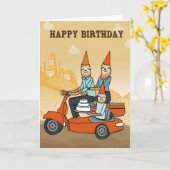 Gelukkige Verjaardag - Luiaards Rijden op een Groe Kaart (Gele Bloem)