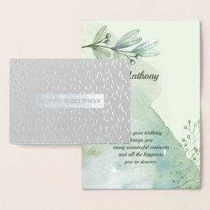 Gelukkige verjaardag. Luxury Real Foil   Waterverf Folie Kaarten