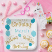 Gelukkige verjaardag Maart verjaardagen Papier Bor Papieren Bordje (Feest)